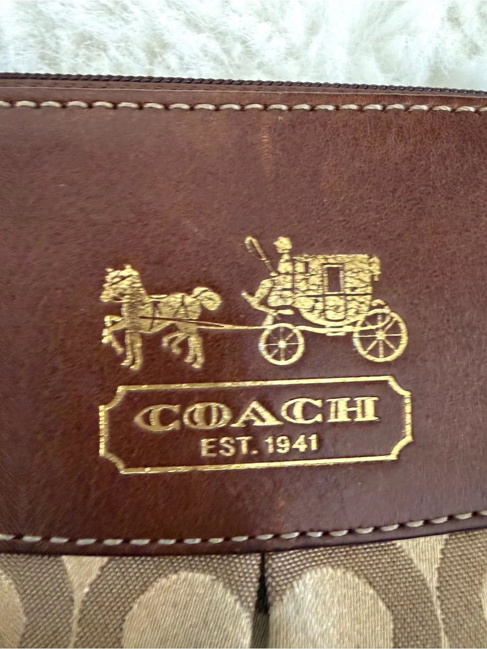 Coach Brown Signature Canvas Crossbody with Leather Trim